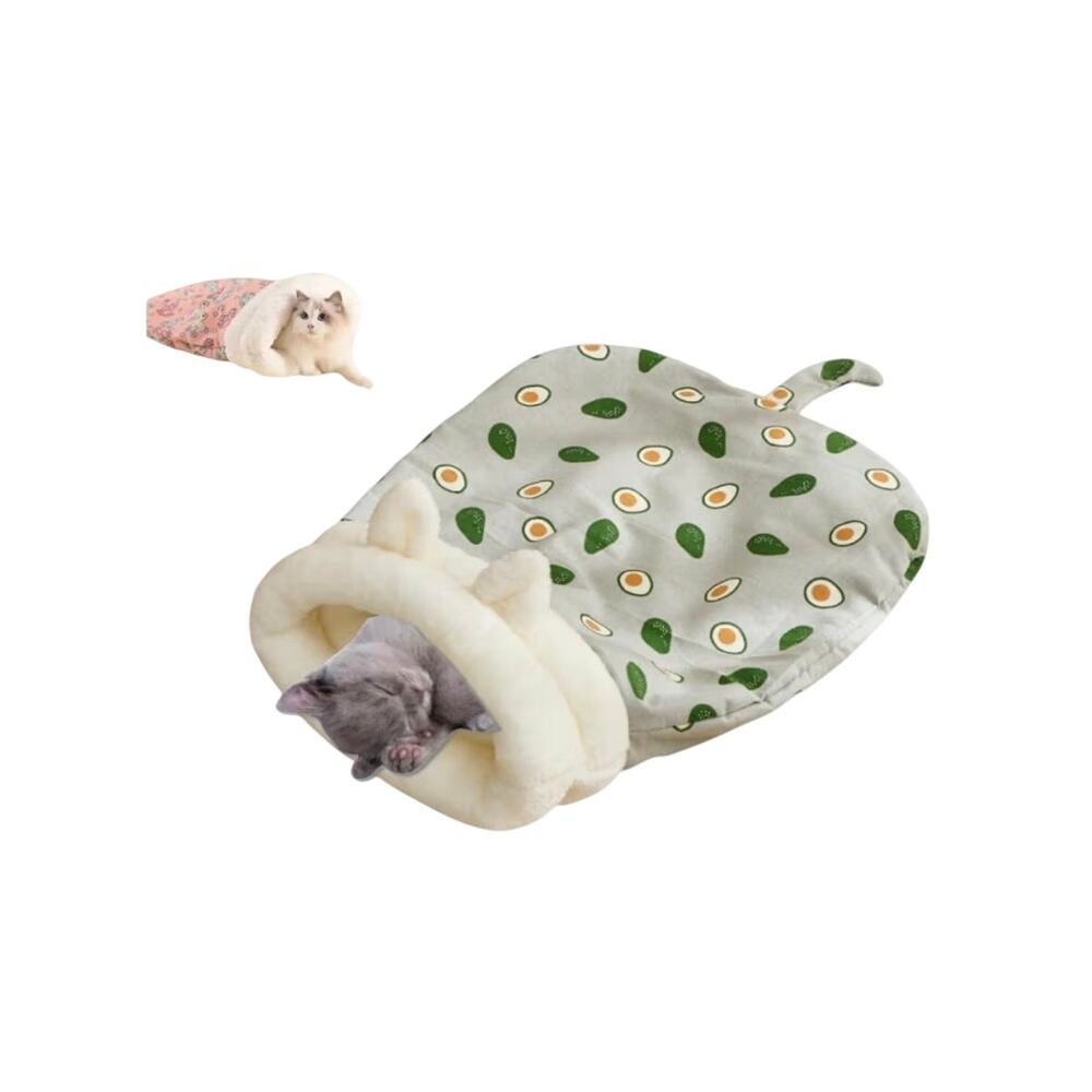 Grotoly Green Cat Sleeping Bag - Cozy Winter Soft Plush Bed for Cats Gray Green